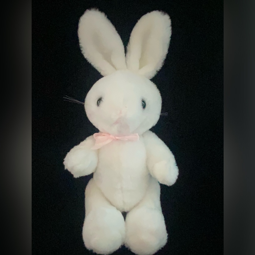 Vintage jointed bunny rabbit stuffed animal Korea T24